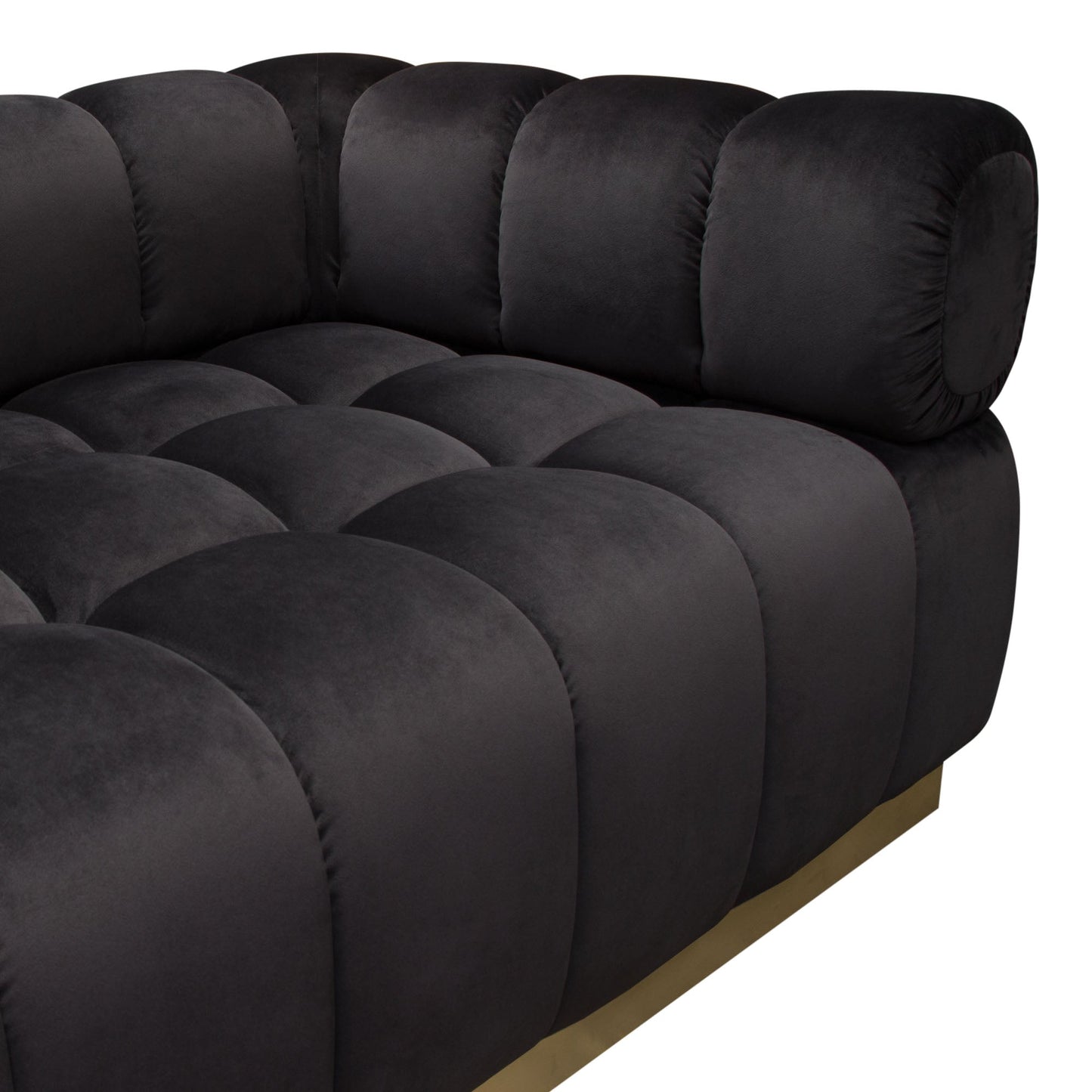 Image Low Profile Sofa in Black Velvet w/ Brushed Gold Base by Diamond Sofa