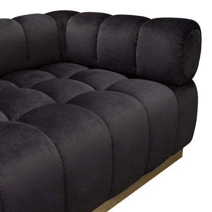 Image Low Profile Sofa in Black Velvet w/ Brushed Gold Base by Diamond Sofa