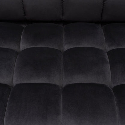 Image Low Profile Sofa in Black Velvet w/ Brushed Gold Base by Diamond Sofa