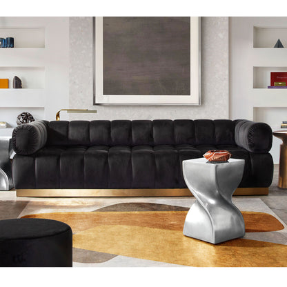 Image Low Profile Sofa in Black Velvet w/ Brushed Gold Base by Diamond Sofa