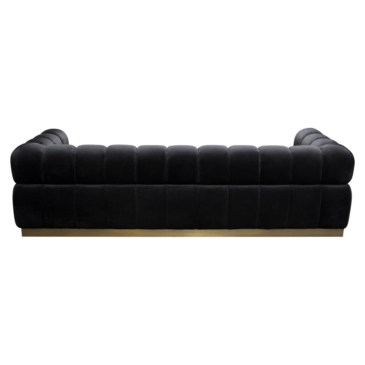 Image Low Profile Sofa in Black Velvet w/ Brushed Gold Base by Diamond Sofa