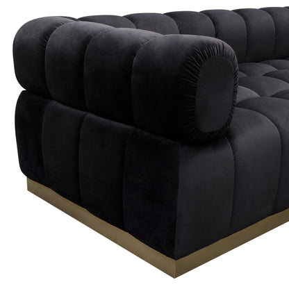 Image Low Profile Sofa in Black Velvet w/ Brushed Gold Base by Diamond Sofa