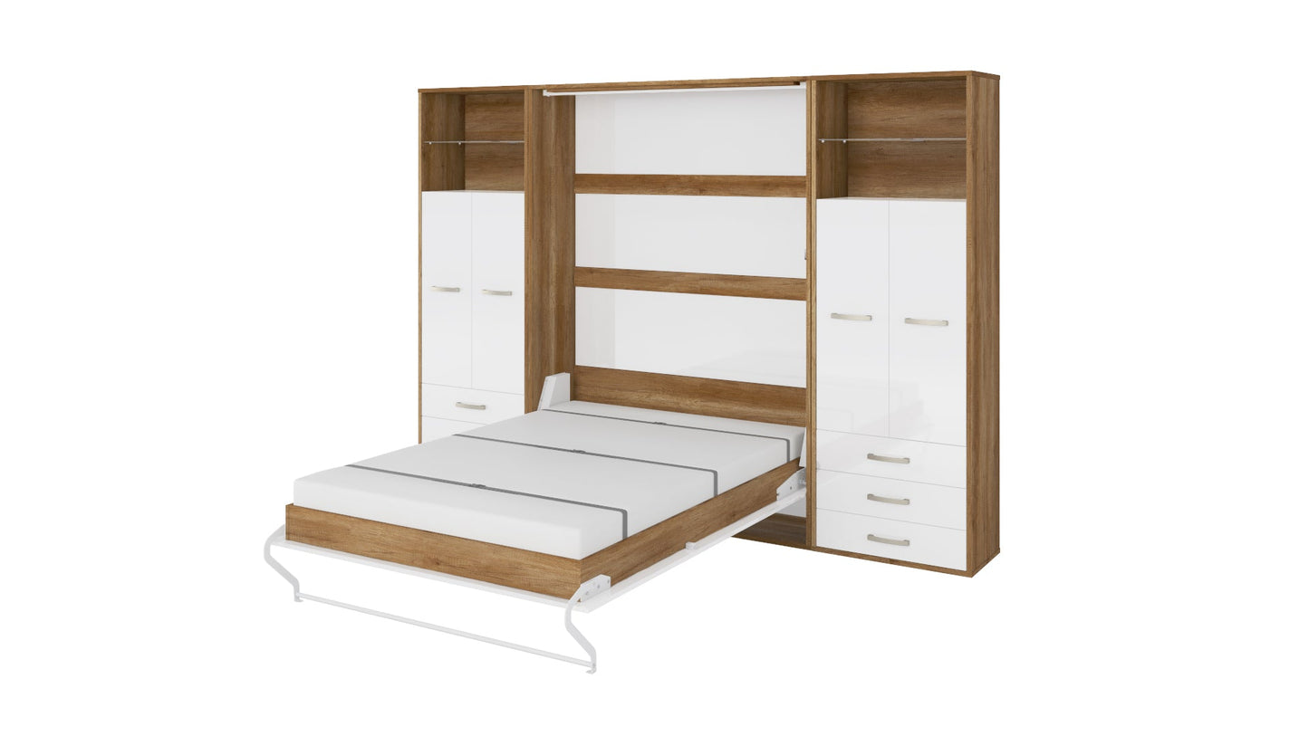 Maxima House Vertical Wall Bed Invento, European Twin Size with 2 cabinets