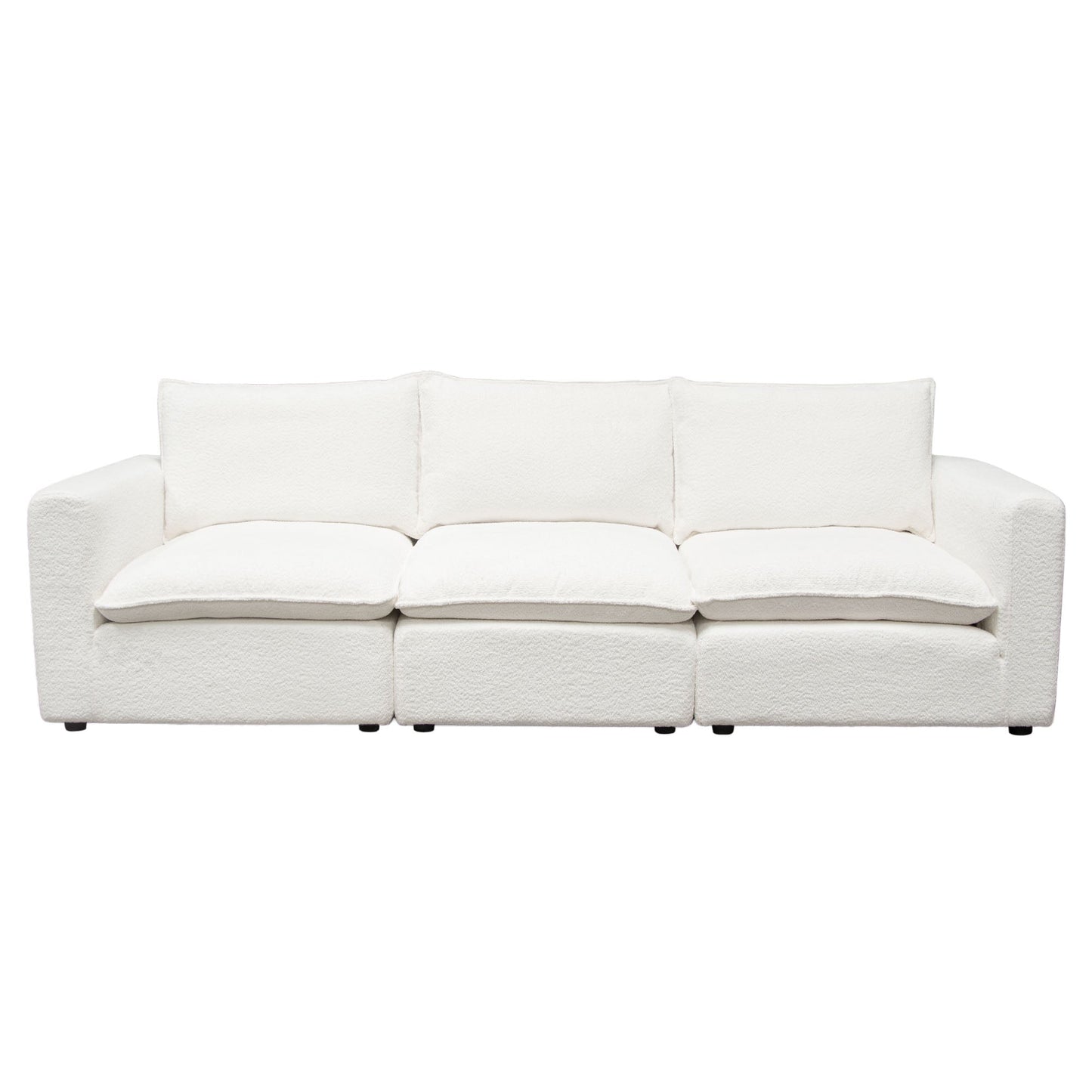 Ivy 3-Piece Modular Sofa in White Faux Shearling w/ Feather Down Seating by Diamond Sofa