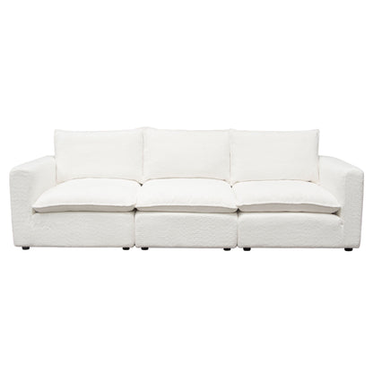 Ivy 3-Piece Modular Sofa in White Faux Shearling w/ Feather Down Seating by Diamond Sofa