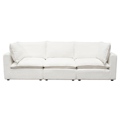 Ivy 3-Piece Modular Sofa in White Faux Shearling w/ Feather Down Seating by Diamond Sofa