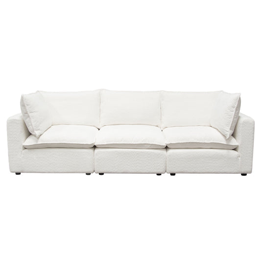 Ivy 3-Piece Modular Sofa in White Faux Shearling w/ Feather Down Seating by Diamond Sofa
