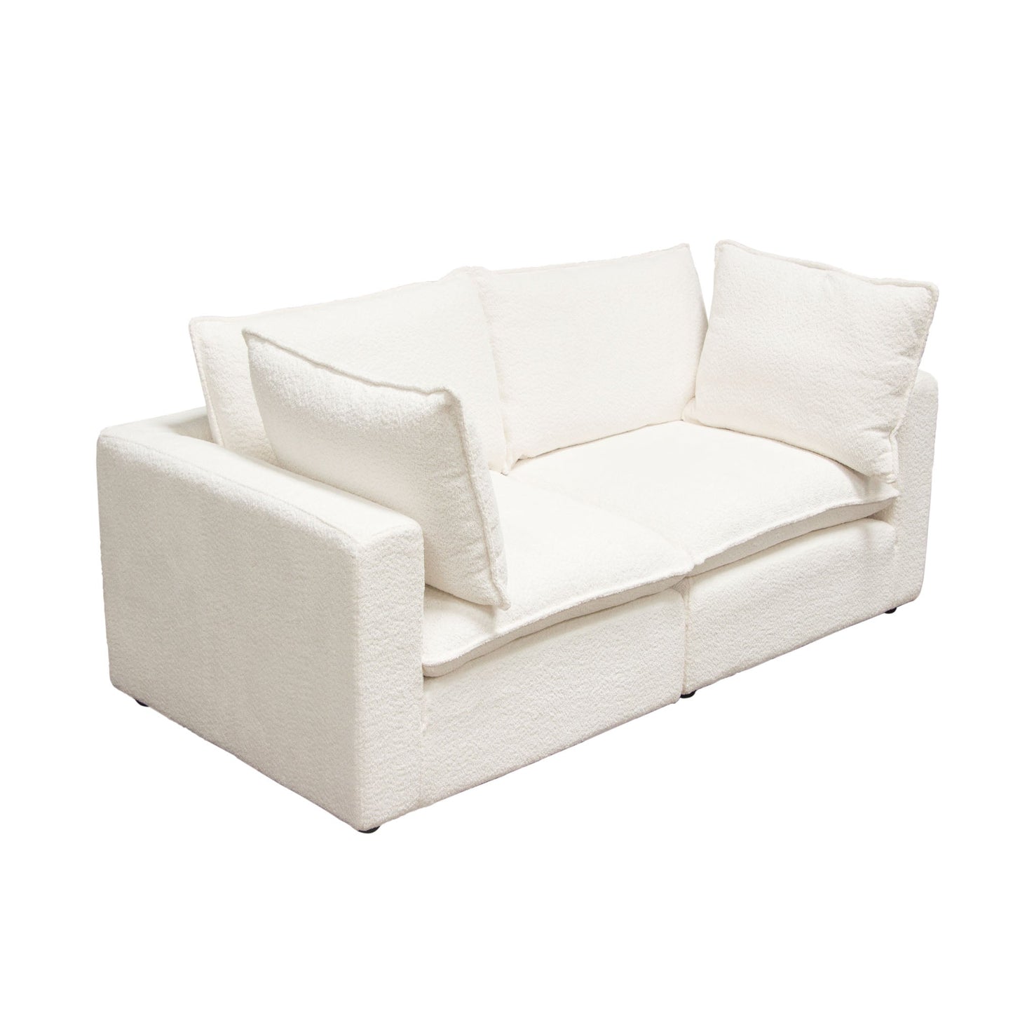 Ivy 2-Piece Modular Sofa in White Faux Shearling w/ Feather Down Seating by Diamond Sofa