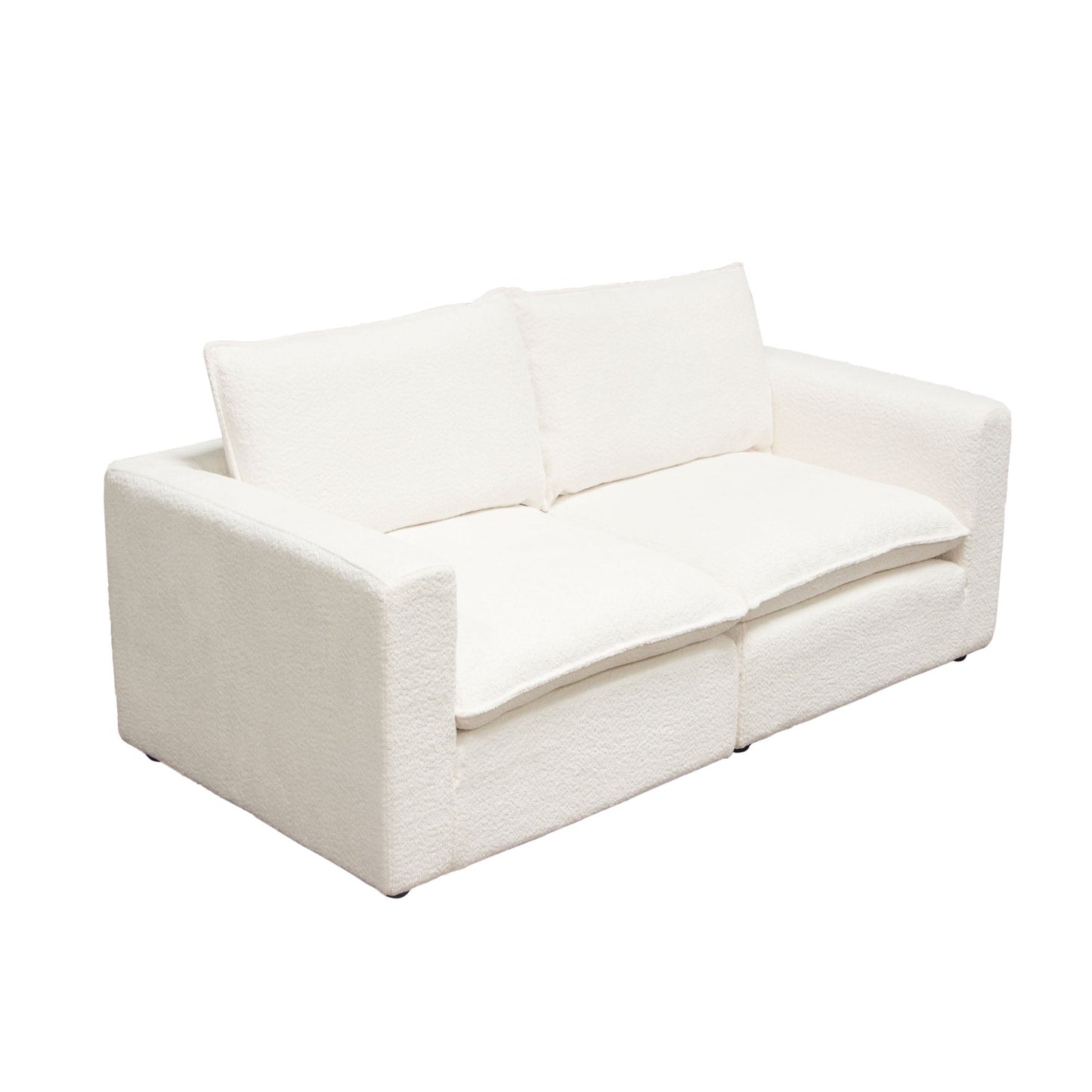 Ivy 2-Piece Modular Sofa in White Faux Shearling w/ Feather Down Seating by Diamond Sofa