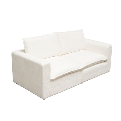 Ivy 2-Piece Modular Sofa in White Faux Shearling w/ Feather Down Seating by Diamond Sofa
