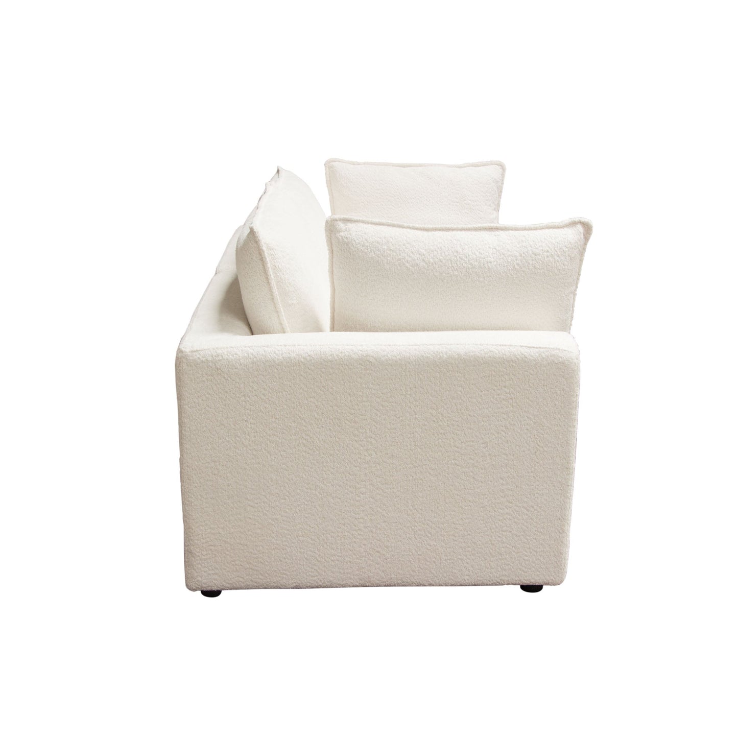 Ivy 2-Piece Modular Sofa in White Faux Shearling w/ Feather Down Seating by Diamond Sofa