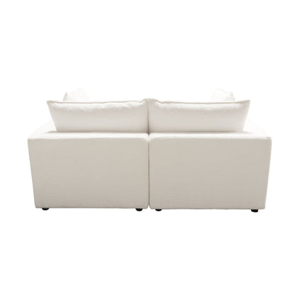 Ivy 2-Piece Modular Sofa in White Faux Shearling w/ Feather Down Seating by Diamond Sofa