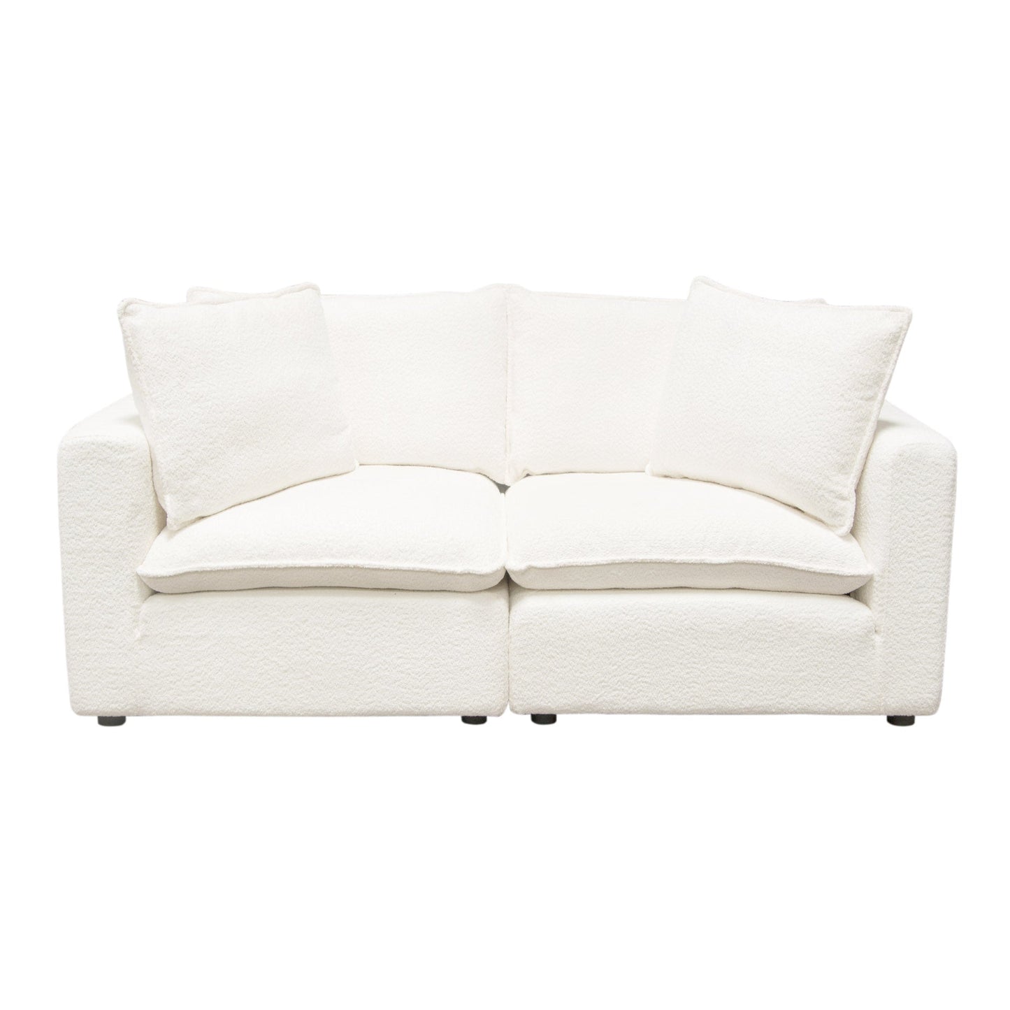 Ivy 2-Piece Modular Sofa in White Faux Shearling w/ Feather Down Seating by Diamond Sofa
