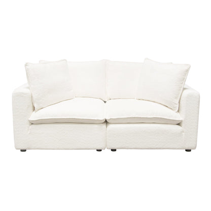 Ivy 2-Piece Modular Sofa in White Faux Shearling w/ Feather Down Seating by Diamond Sofa