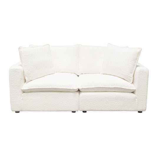 Ivy 2-Piece Modular Sofa in White Faux Shearling w/ Feather Down Seating by Diamond Sofa