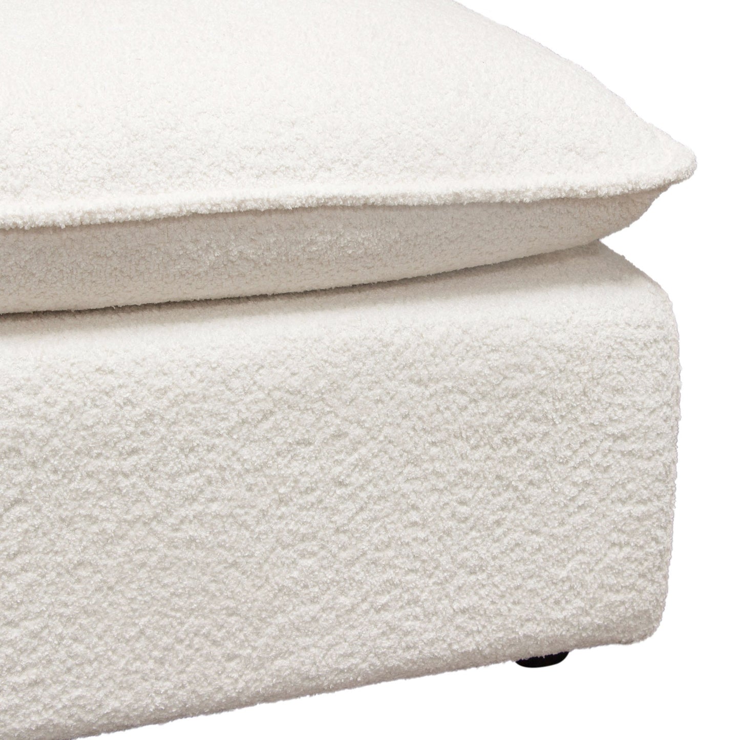 Ivy Square Ottoman in White Faux Shearling w/ Feather Down Seating by Diamond Sofa