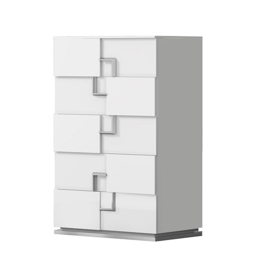 J&M Furniture Infinity Premium Chest in Bianco Lucido