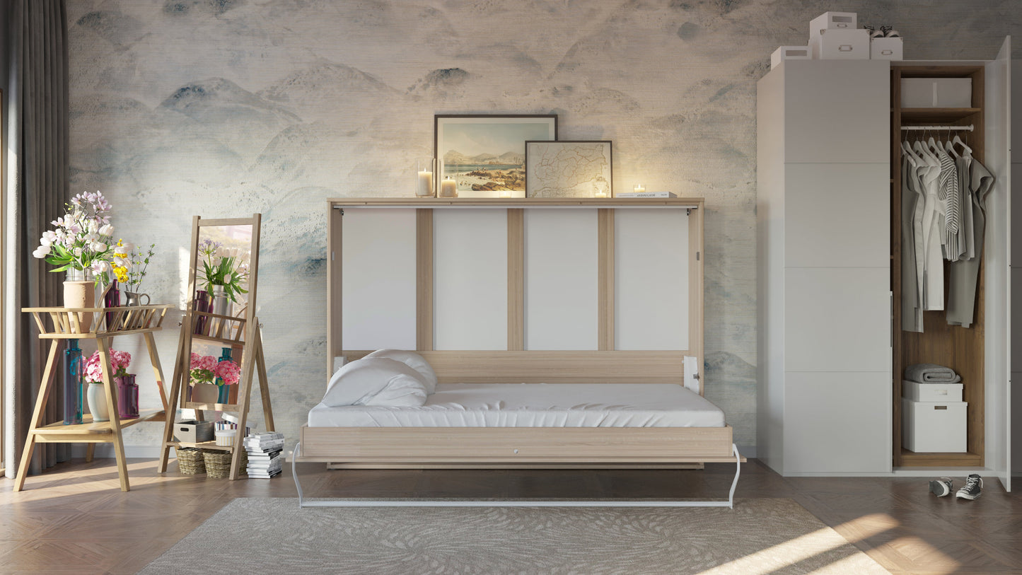 Maxima House European Horizontal Full XL Size Murphy Bed Brescia with mattress