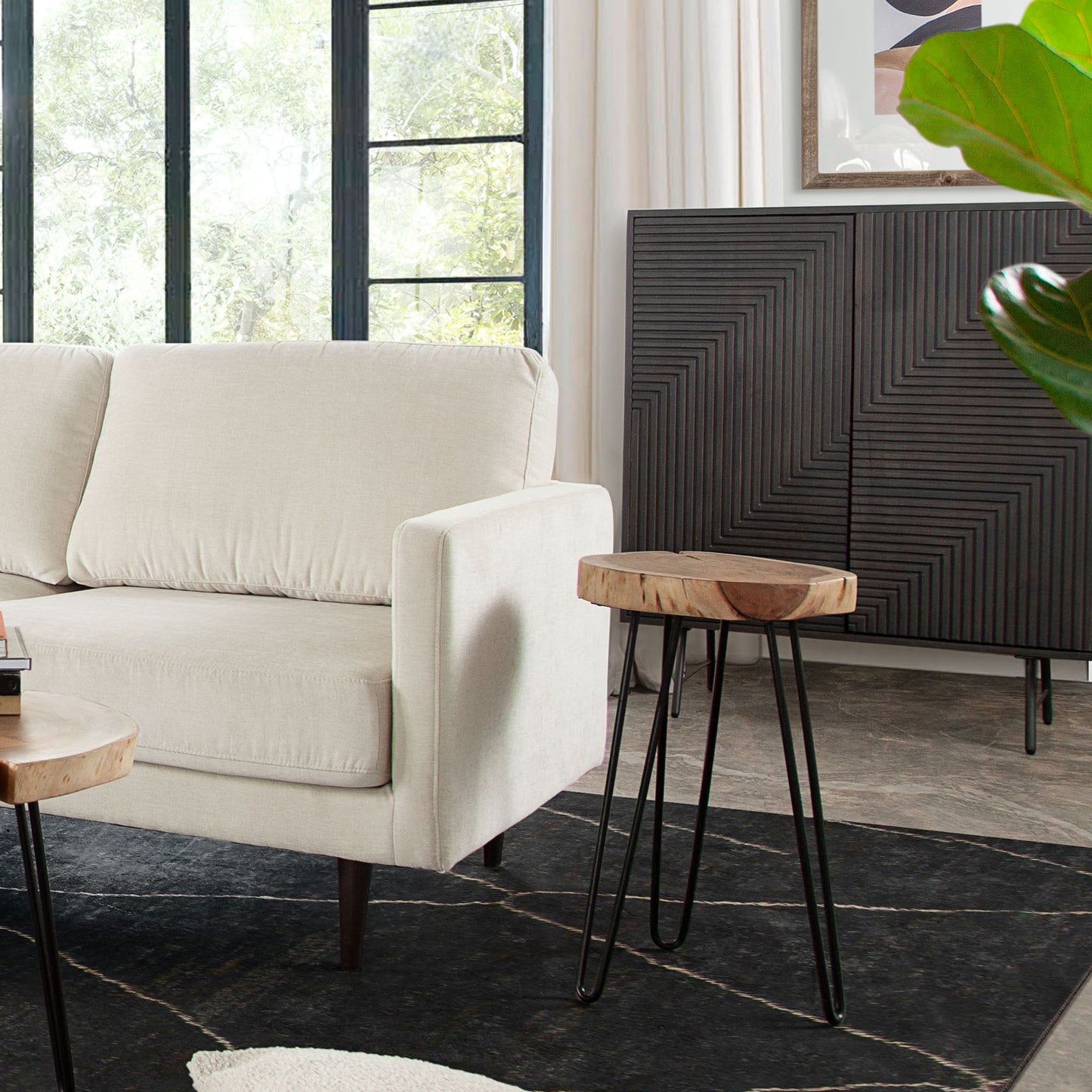 Joss Natural Acacia One of a Kind Live Edge Accent Table w/ Black Hairpin Legs by Diamond Sofa