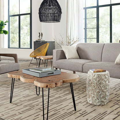 Joss Natural Acacia One of a Kind Live Edge Rectangle Cocktail Table w/ Black Hairpin Legs by Diamond Sofa