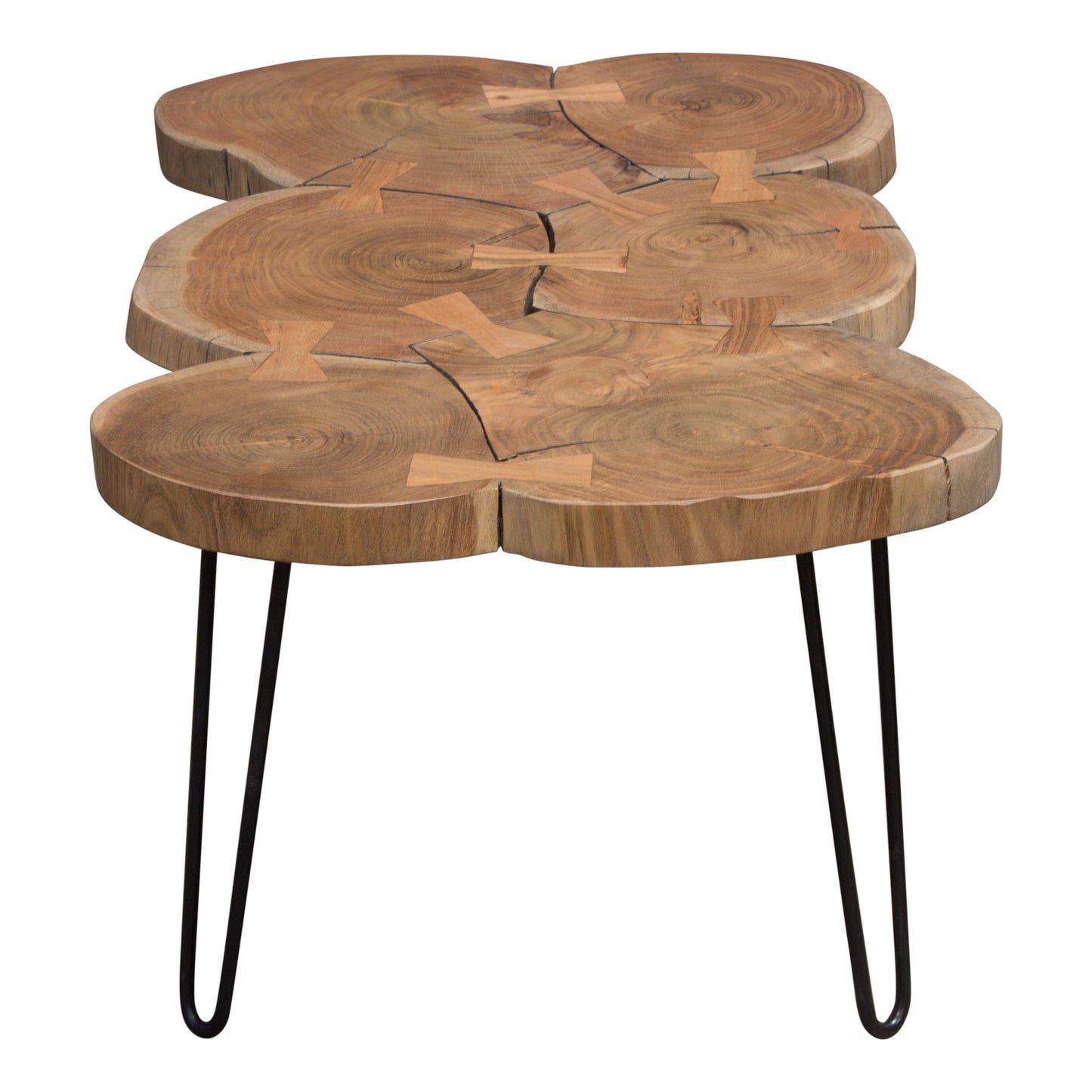 Joss Natural Acacia One of a Kind Live Edge Rectangle Cocktail Table w/ Black Hairpin Legs by Diamond Sofa