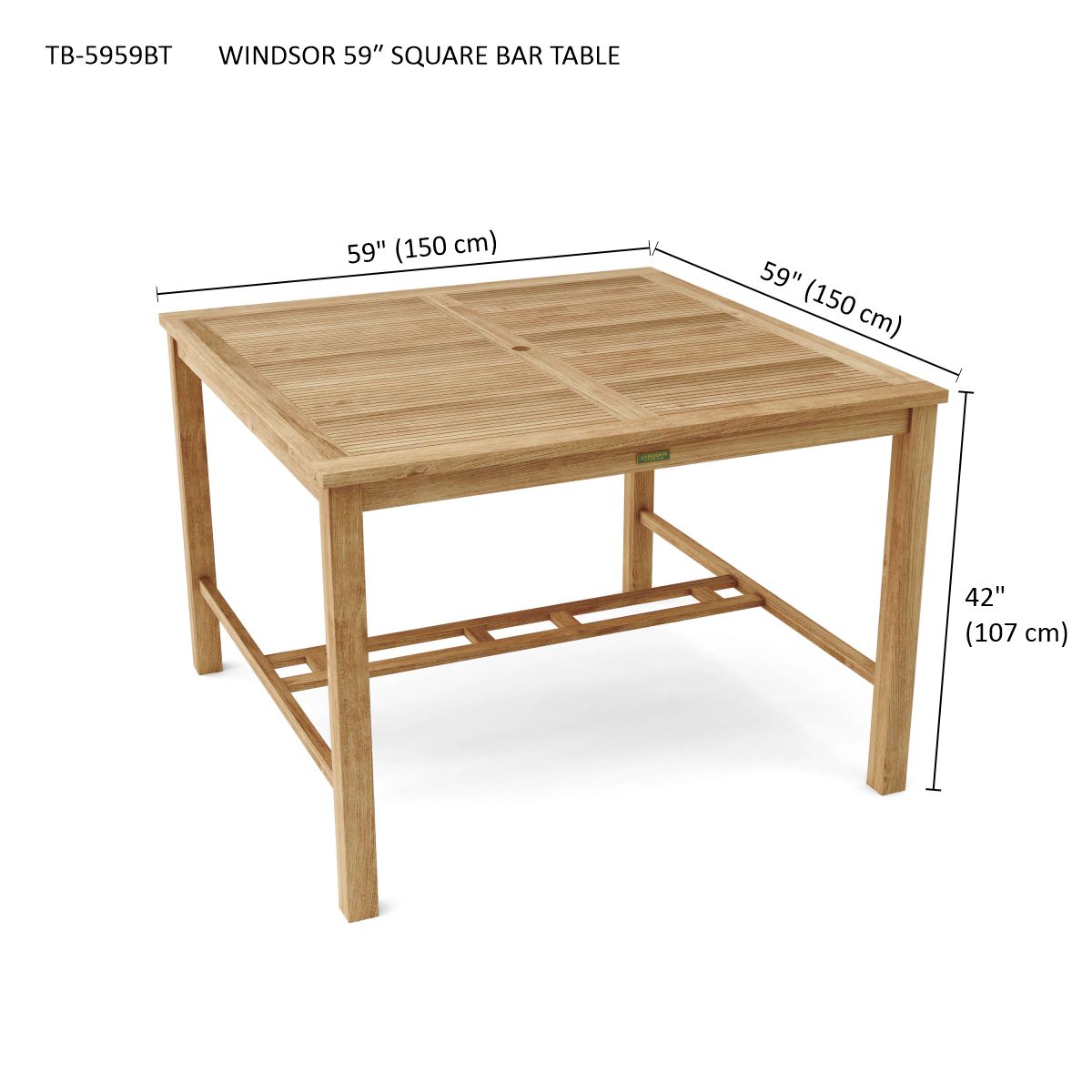 Anderson Teak Windsor 59" Square Bar Table