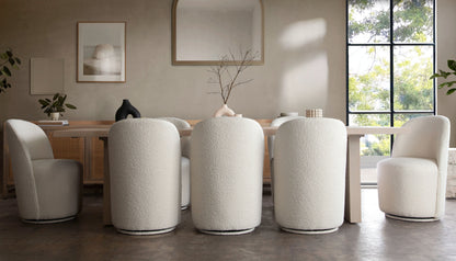 Kendall Dining/Accent Swivel Chair in Ivory Boucle Fabric by Diamond Sofa