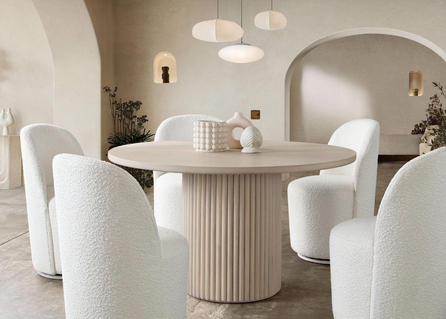 Kendall Dining/Accent Swivel Chair in Ivory Boucle Fabric by Diamond Sofa
