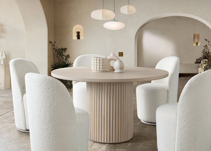 Kendall Dining/Accent Swivel Chair in Ivory Boucle Fabric by Diamond Sofa