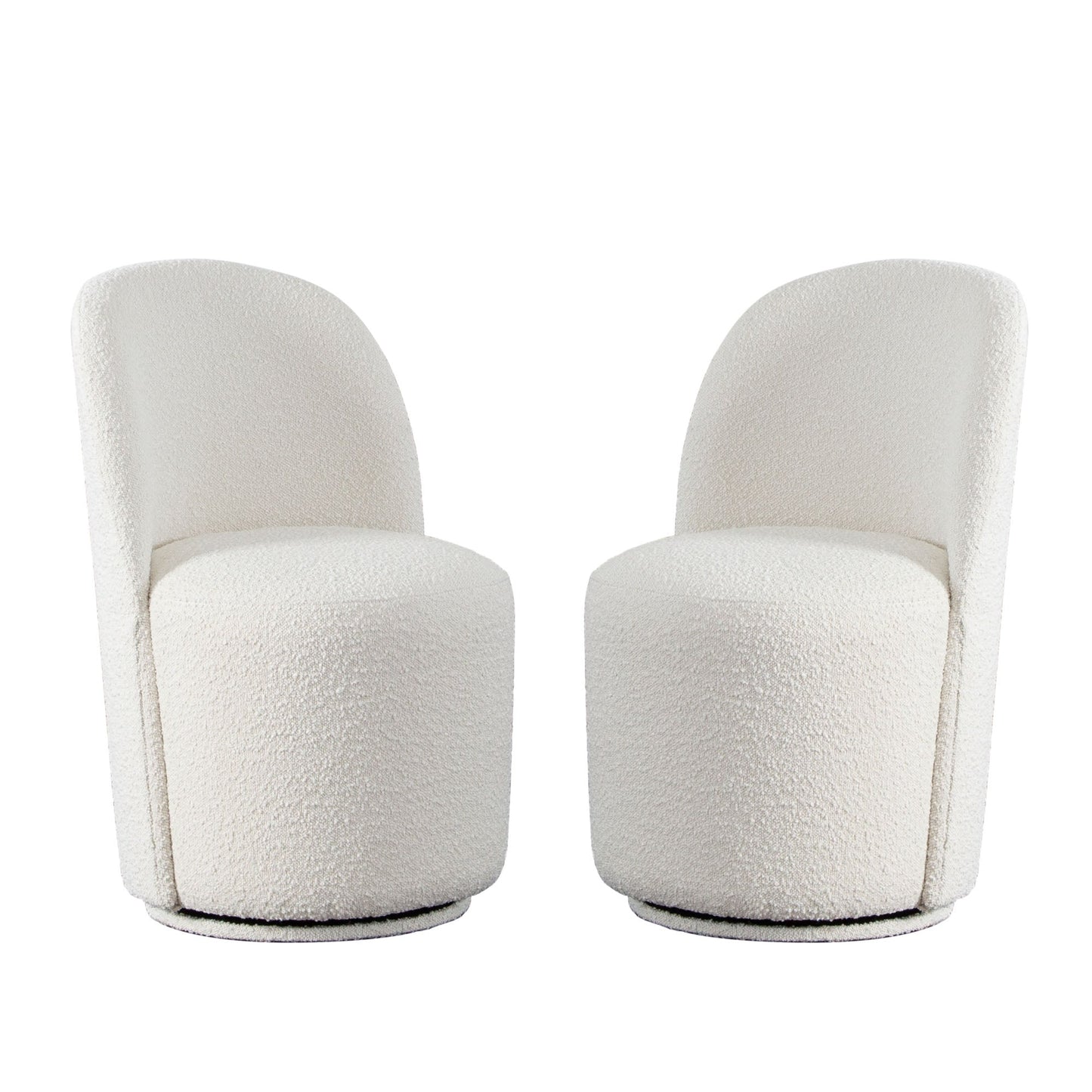 Kendall Dining/Accent Swivel Chair in Ivory Boucle Fabric by Diamond Sofa