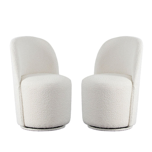 Kendall Dining/Accent Swivel Chair in Ivory Boucle Fabric by Diamond Sofa