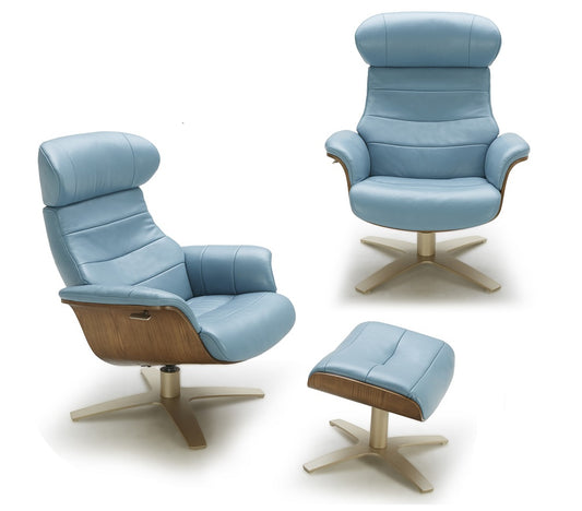 J&M Furniture Karma Blue Ottoman