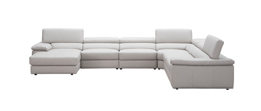J&M Furniture Kobe Left Facing Leather Sectional in Silver Grey