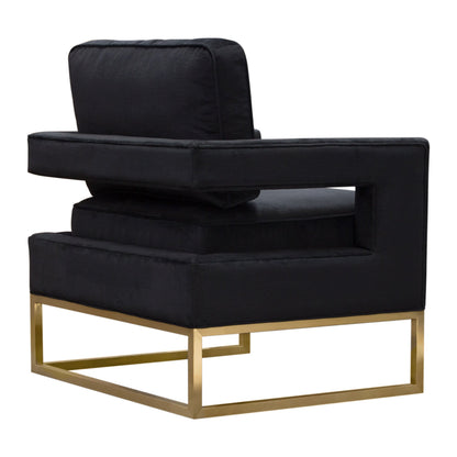 Lake Accent Chair in Black Performance Fabric w/ Brushed Gold Metal Base by Diamond Sofa