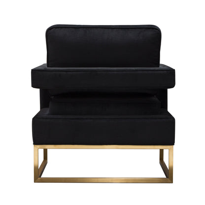Lake Accent Chair in Black Performance Fabric w/ Brushed Gold Metal Base by Diamond Sofa