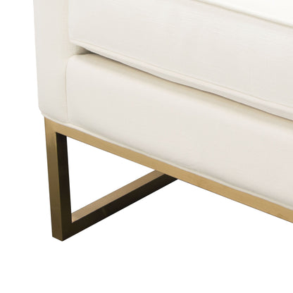 Lake Accent Chair in White Performance Fabric w/ Brushed Gold Metal Base by Diamond Sofa