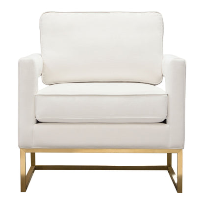 Lake Accent Chair in White Performance Fabric w/ Brushed Gold Metal Base by Diamond Sofa