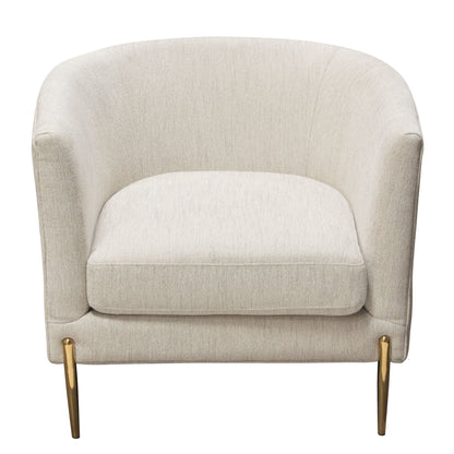 Lane Chair in Light Cream Fabric with Gold Metal Legs by Diamond Sofa