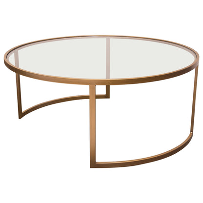 Lane 2PC Round Nesting Set in Brushed Gold Frame w/ Clear Tempered Glass Tops by Diamond Sofa