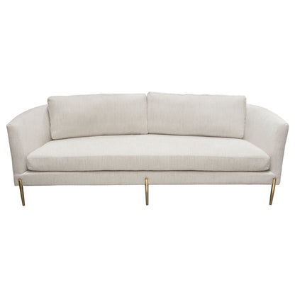 Lane Sofa in Light Cream Fabric with Gold Metal Legs by Diamond Sofa