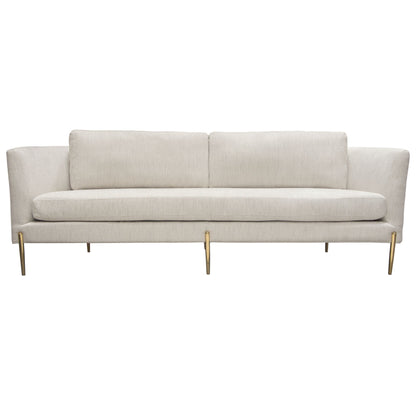 Lane Sofa in Light Cream Fabric with Gold Metal Legs by Diamond Sofa