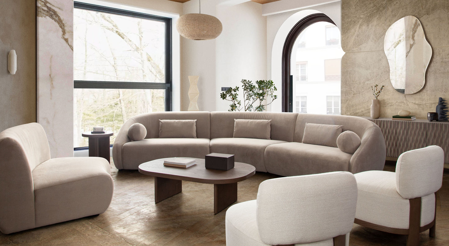 Lena 3PC Sectional in Fawn Faux Alpaca Fabric by Diamond Sofa