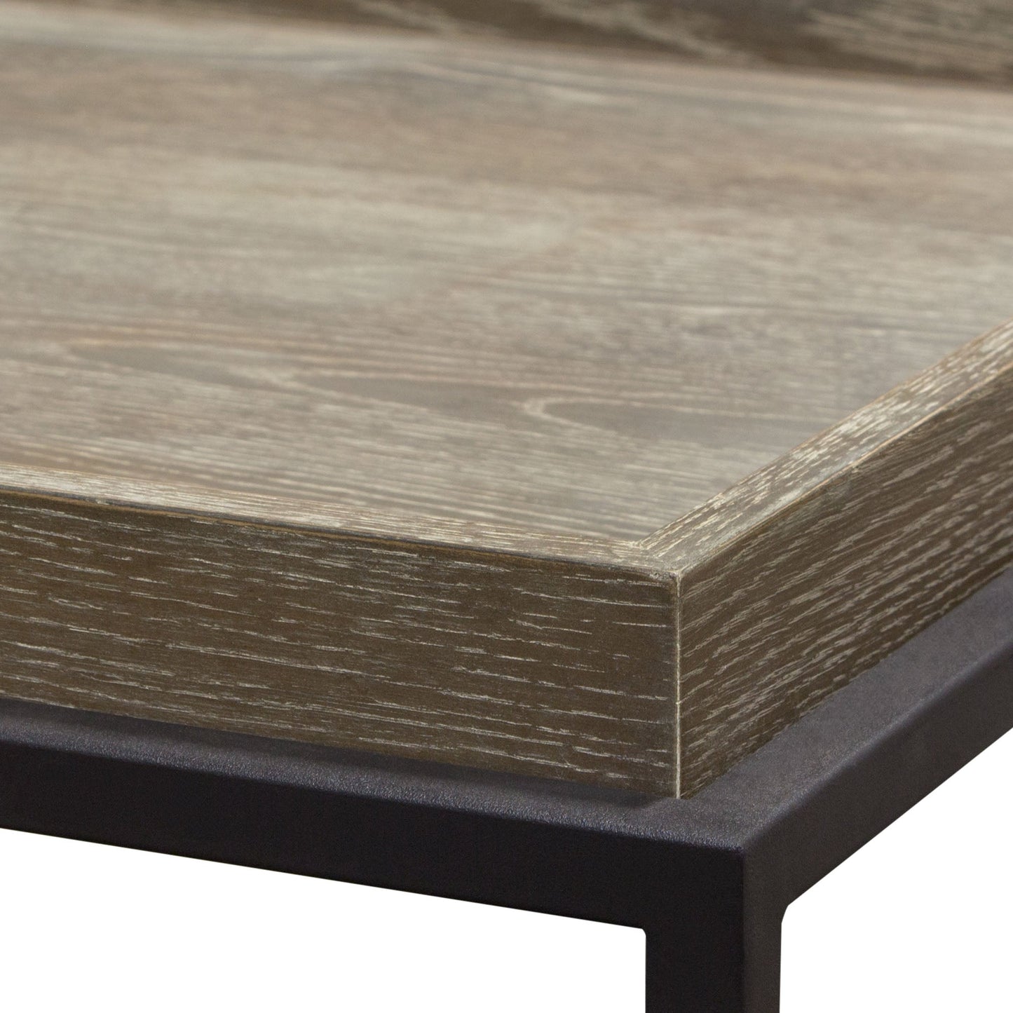 Lex Rectangle Cocktail Table in Rustic Oak Veneer Finish Top w/ Black Powder Coated Metal Base by Diamond Sofa