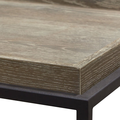 Lex Rectangle Cocktail Table in Rustic Oak Veneer Finish Top w/ Black Powder Coated Metal Base by Diamond Sofa