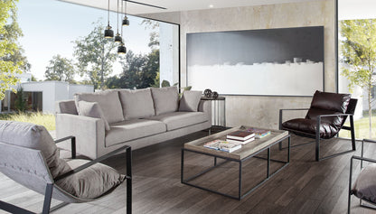 Lex Rectangle Cocktail Table in Rustic Oak Veneer Finish Top w/ Black Powder Coated Metal Base by Diamond Sofa