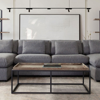 Lex Rectangle Cocktail Table in Rustic Oak Veneer Finish Top w/ Black Powder Coated Metal Base by Diamond Sofa