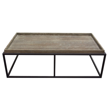 Lex Rectangle Cocktail Table in Rustic Oak Veneer Finish Top w/ Black Powder Coated Metal Base by Diamond Sofa