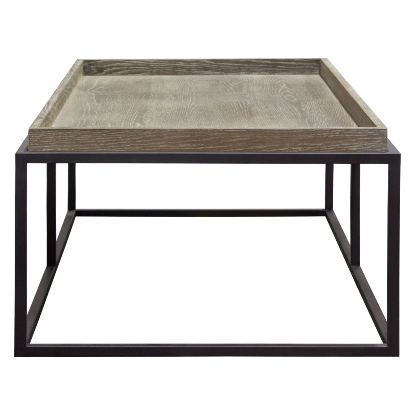 Lex Rectangle Cocktail Table in Rustic Oak Veneer Finish Top w/ Black Powder Coated Metal Base by Diamond Sofa