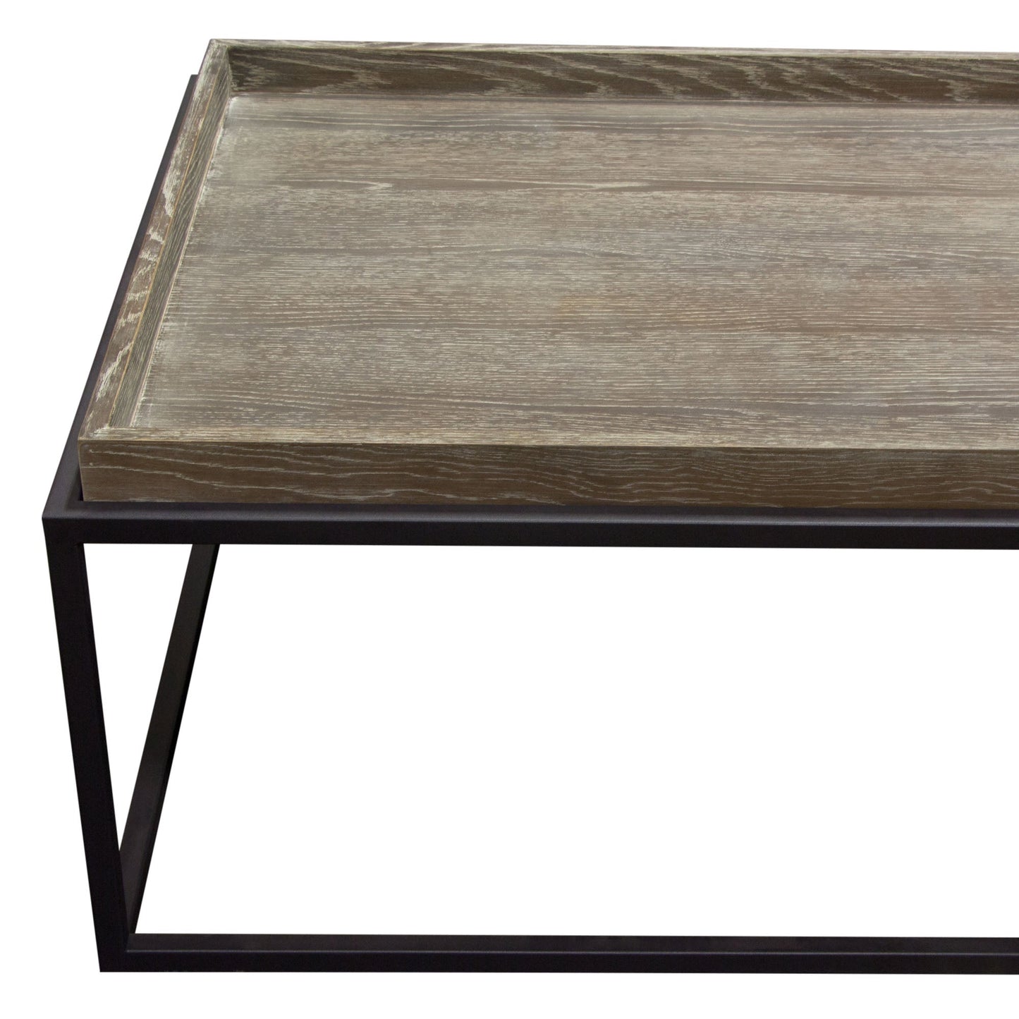 Lex Rectangle Cocktail Table in Rustic Oak Veneer Finish Top w/ Black Powder Coated Metal Base by Diamond Sofa