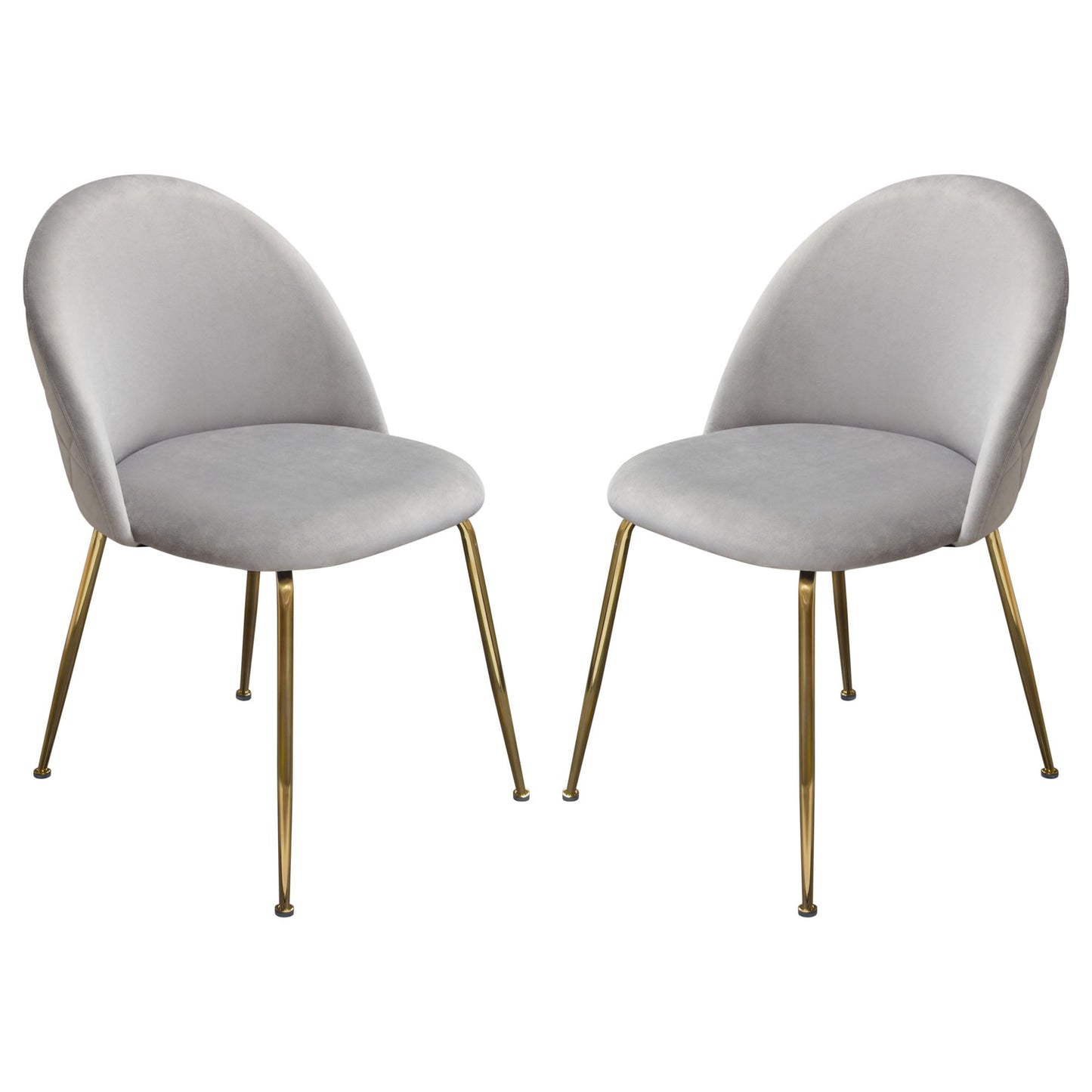 Lilly Set of (2) Dining Chairs in Grey Velvet w/ Brushed Gold Metal Legs by Diamond Sofa